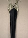 Christian Dior Collection Silver Beaded Black Satin Gown