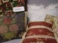 Group of Decorative Throw Pillows Lace Pillows Textile Fragments and Other Items