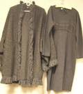Geoffrey Beene Gray Wool Dress and Gray Wool Knit Fringed Coat