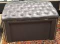 Gray Leather Upholstered Storage Ottoman