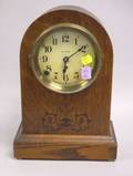 Seth Thomas Oak Inlaid Mantel Clock