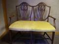 Hepplewhitestyle Upholstered Mahogany Double Shieldback Settee