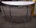 Pink Marbletop Metal Demilune Table