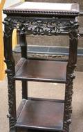 Chinese Marble Inset Carved Hardwood Stand
