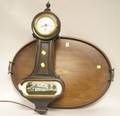 Oval Mahogany Inlaid Serving Tray and a New Haven Federalstyle Banjo Wall Clock