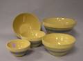 Nest of Five Banded Yellowware Mixing Bowls