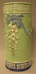 Chinese Celadon Glazed Wisteria Decorated Porcelain Umbrella Stand
