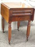 Late Classical Mahogany Veneer Dropleaf TwoDrawer Work Table