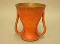 Rainbow Pottery Orange Glazed TwoHandled Vase