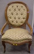 Victorian Rococo Revival Upholstered Walnut Parlor Chair