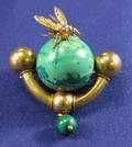 Antique Malachite and Enamel Brooch