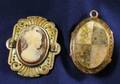 Two Antique 14kt Gold and Hardstone PendantBrooches