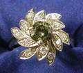 18kt White Gold Demantoid Garnet and Diamond Ring