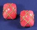 18kt Gold and Rhodochrosite Earclips Seaman Schepps