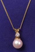 18kt Gold Cultured Pearl and Diamond Pendant Tiffany  Co