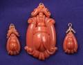 Antique Coral Pendant and Earpendants