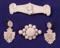 Three Antique White Coral Jewelry Items