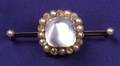 Antique Moonstone Diamond and Seed Pearl Bar Pin