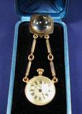 Antique 18kt Gold and Crystal Chatelaine Watch Henry Capt