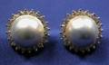 Mabe Pearl and Diamond Earclips