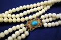 White Coral Turquoise and Ruby Necklace