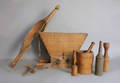 Group of woodenware to include mortar  pestle