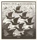 Maurits Cornelis Escher Dutch 18981972 New Years Greeting Card 1949 L en K Asselbergs