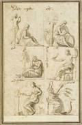 Lot of Two Old Master Drawings Including Attributed to Pietro Santo Bartoli Italian 16351700 Relief Studies