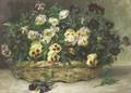 American School 19th Century Still Life with Pansies