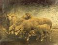 Heinrich Johann von Zugel German 18501941 Sheep on the Ford