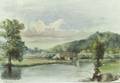 Edward Clarke Cabot American 18181901 Lot of Three Watercolor Views Including Views of Hollis Quarry