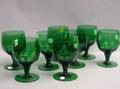 Set of Eight AngloIrish Emerald Green Glass Water Goblets