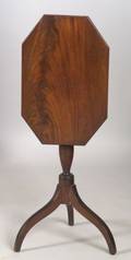 Federal Mahogany Veneer and Inlaid Butternut Tilttop Octagonal Stand