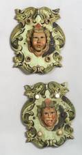 Two Carved Wooden Polychrome Painted Carousel Ornaments