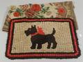 Floral Hooked Rug and a Scottie Dog PomPom Rug