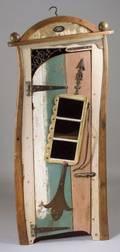 Richard Dunbrack Contemporary Folk Art Iron Mounted and Polychrome Wooden OneDoor Cabinet