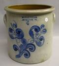 O L  A K Ballard Cobalt Floral Decorated FourGallon Stoneware Crock