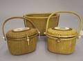 Modern Woven Nantucket Handled Open Basket and Two Nantucketstyle Purses