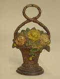 Painted Cast Iron Basket of Flowers Doorstop
