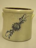 Frye  Burrill Cobalt Floral Decorated FourGallon Stoneware Crock