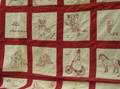 Red and White Embroidered Cotton Friendship Quilt