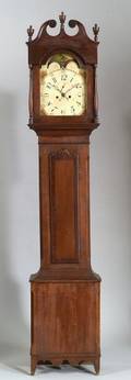 Federal Cherry and Mahogany Veneer Tall Case Clock