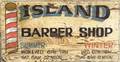 ISLAND BARBER SHOP Painted Wood Trade Sign