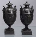Pair of Wedgwood Black Basalt Vases and Covers