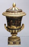Wedgwood Gilded and Bronzed Black Basalt Vase and Cover