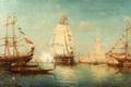 Leopold Ziller Continental 19th20th Century Ships Before the Doges Palace