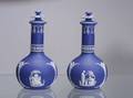 Pair of Wedgwood Dark Blue Jasper Dip Vases and Covers
