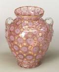 Continental Opaline Cranberry and Enamel Decorated Glass Vase