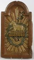 Oak Panel Carved and Painted with the Agnus Dei