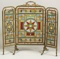 Renaissance Revival Leaded Glass Tripartite Fire Screen